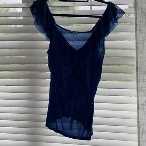 Express ruffle sleeveless blue blouse